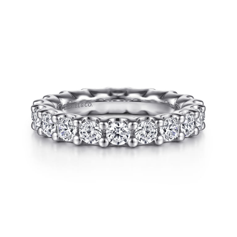 Eternity Band Wedding Ring in 14k White Gold with Round Natural Diamond at Gabriel & Co. - Shot 1