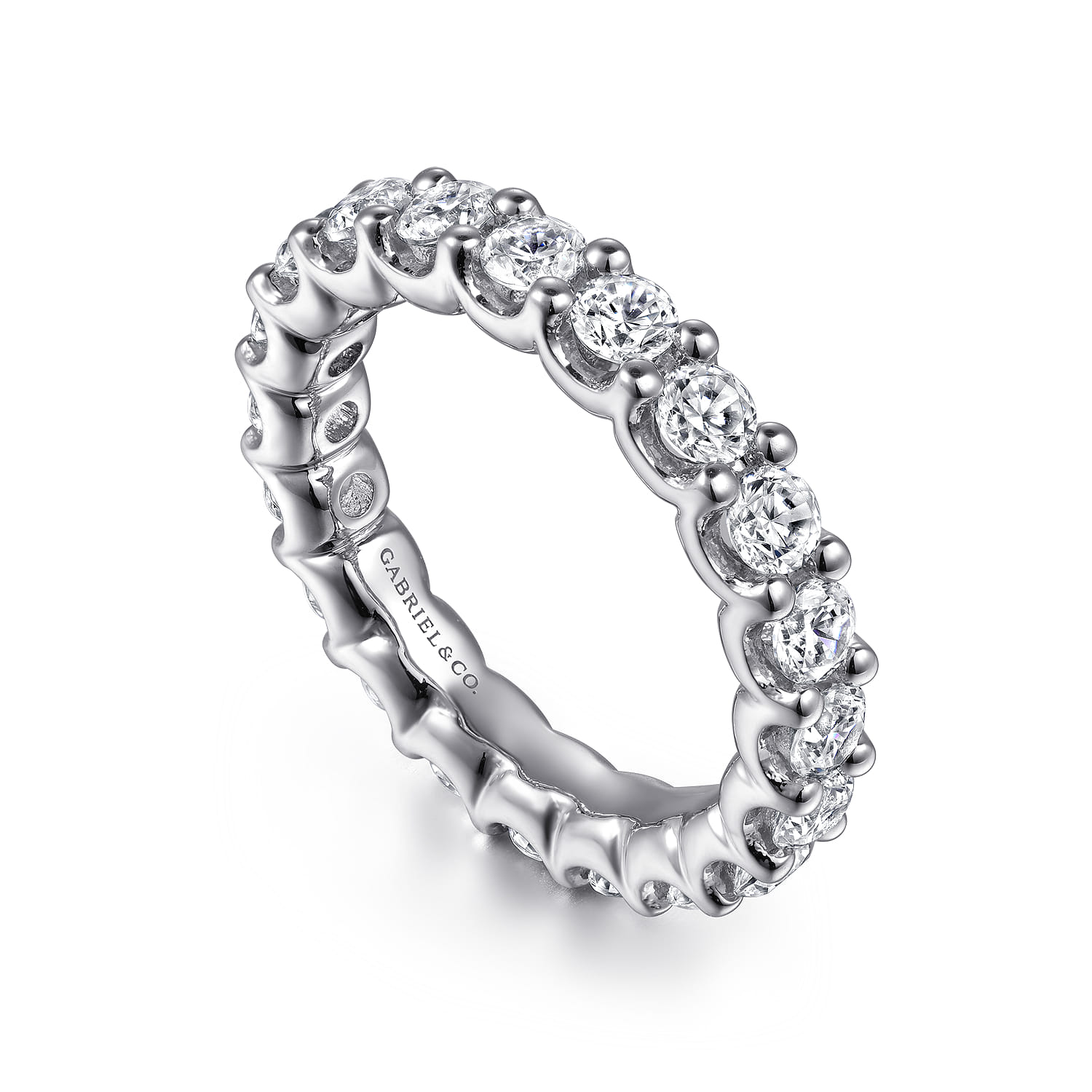 Eternity Band Wedding Ring in 14k White Gold with Round Natural Diamond at Gabriel & Co. - Shot 3