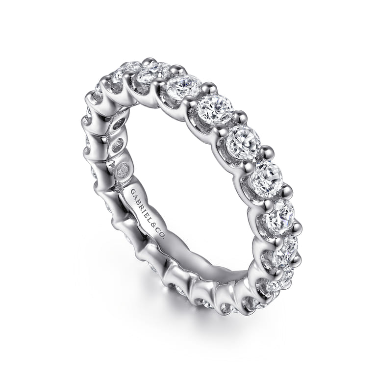 Eternity Band Wedding Ring in 14k White Gold with Round Natural Diamond at Gabriel & Co. - Shot 3