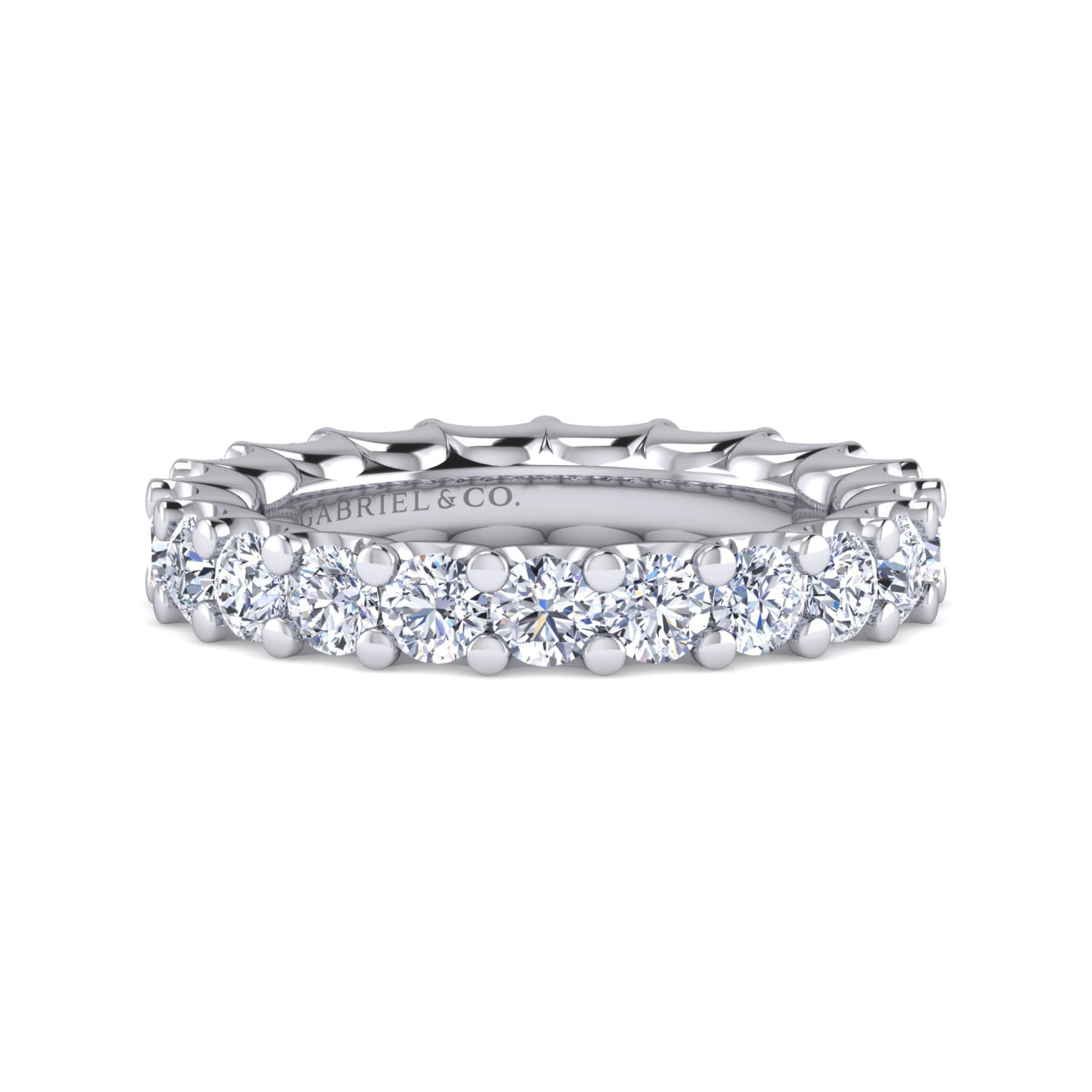 Eternity Band Wedding Ring in 14k White Gold with Round Natural Diamond at Gabriel & Co. - Shot 1
