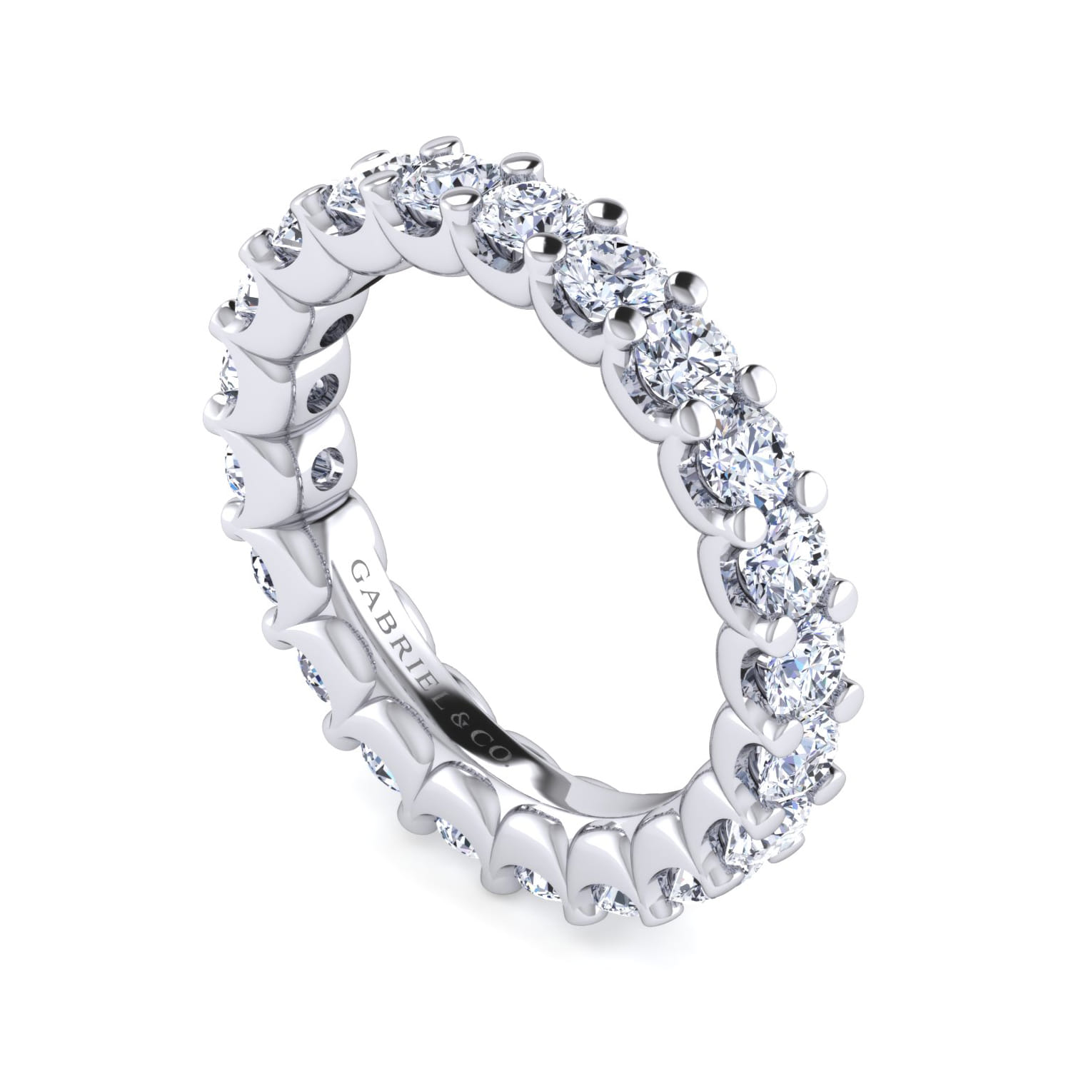 Eternity Band Wedding Ring in 14k White Gold with Round Natural Diamond at Gabriel & Co. - Shot 3