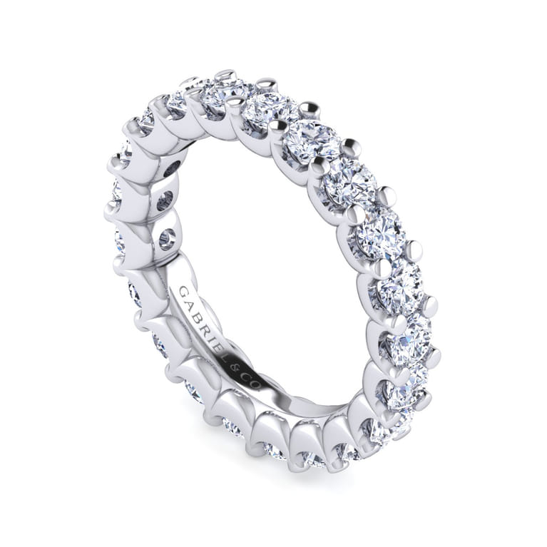Eternity Band Wedding Ring in 14k White Gold with Round Natural Diamond at Gabriel & Co. - Shot 3