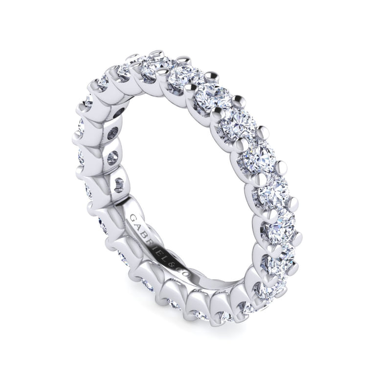 Eternity Band Wedding Ring in 14k White Gold with Round Natural Diamond at Gabriel & Co. - Shot 3