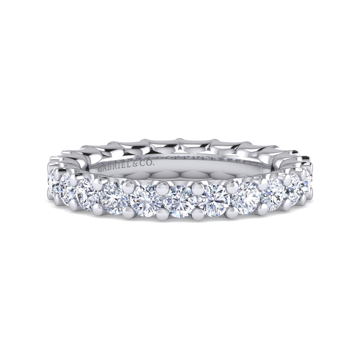 Eternity Band Wedding Ring in 14k White Gold with Round Natural Diamond at Gabriel & Co. - Shot 1
