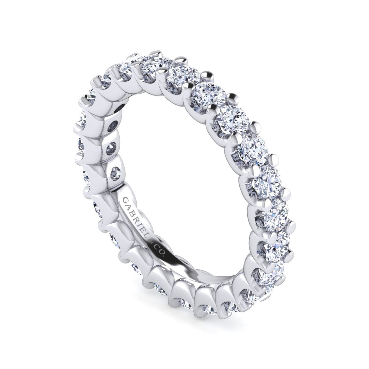Eternity Band Wedding Ring in 14k White Gold with Round Natural Diamond at Gabriel & Co. - Shot 3