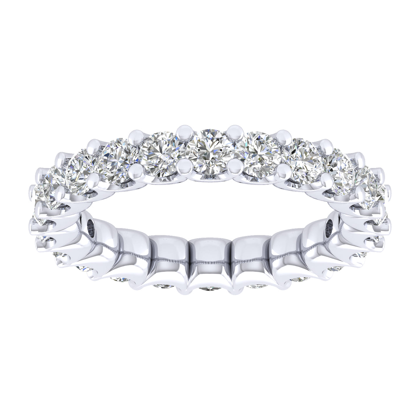 Eternity Band Wedding Ring in 14k White Gold with Round Natural Diamond at Gabriel & Co. - Shot 4