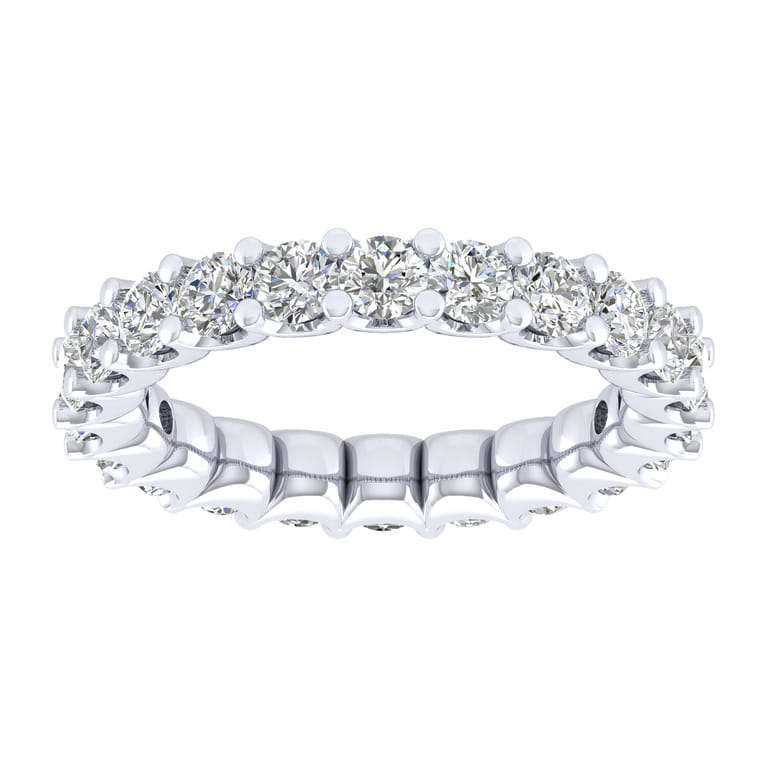 Eternity Band Wedding Ring in 14k White Gold with Round Natural Diamond at Gabriel & Co. - Shot 4