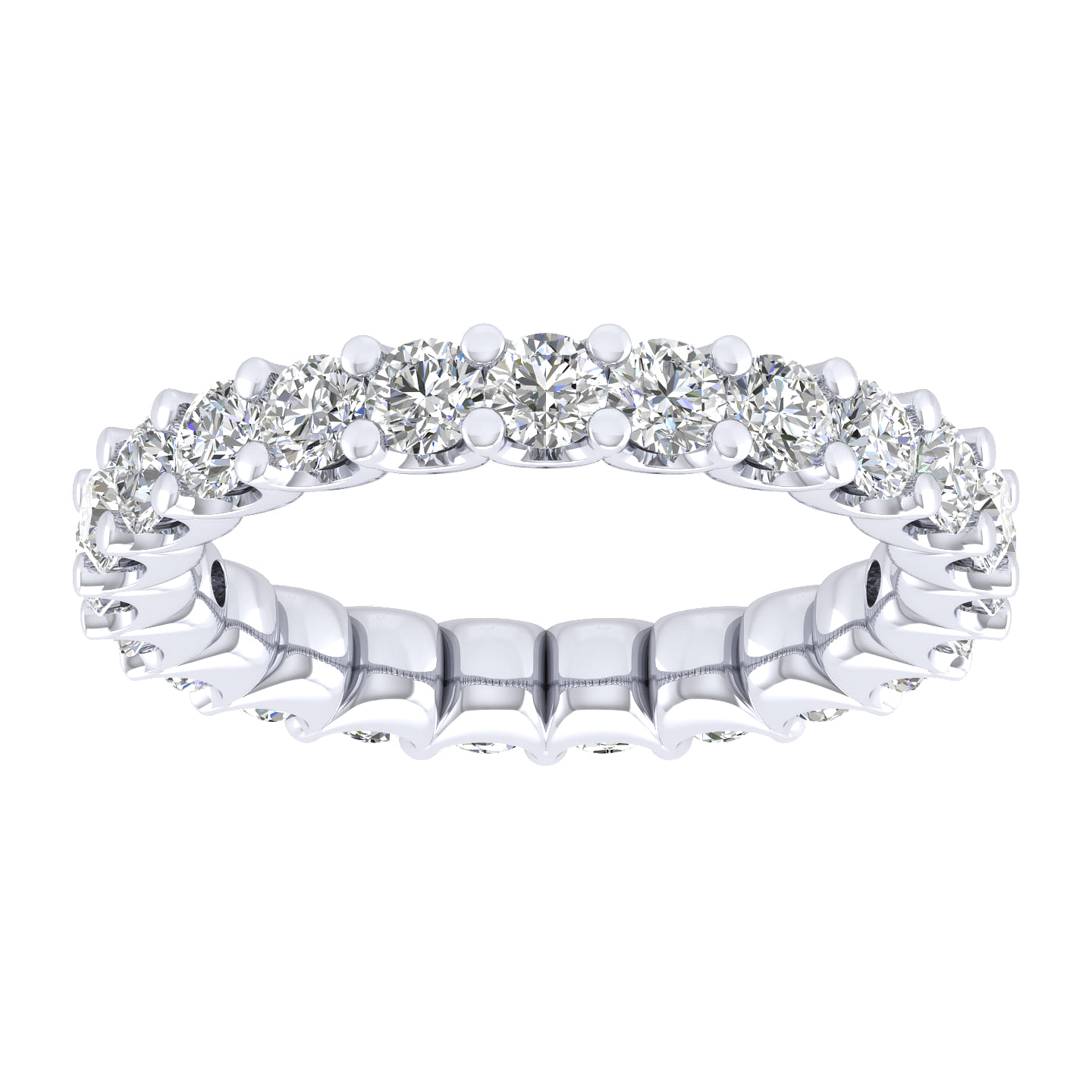 Eternity Band Wedding Ring in 14k White Gold with Round Natural Diamond at Gabriel & Co. - Shot 4