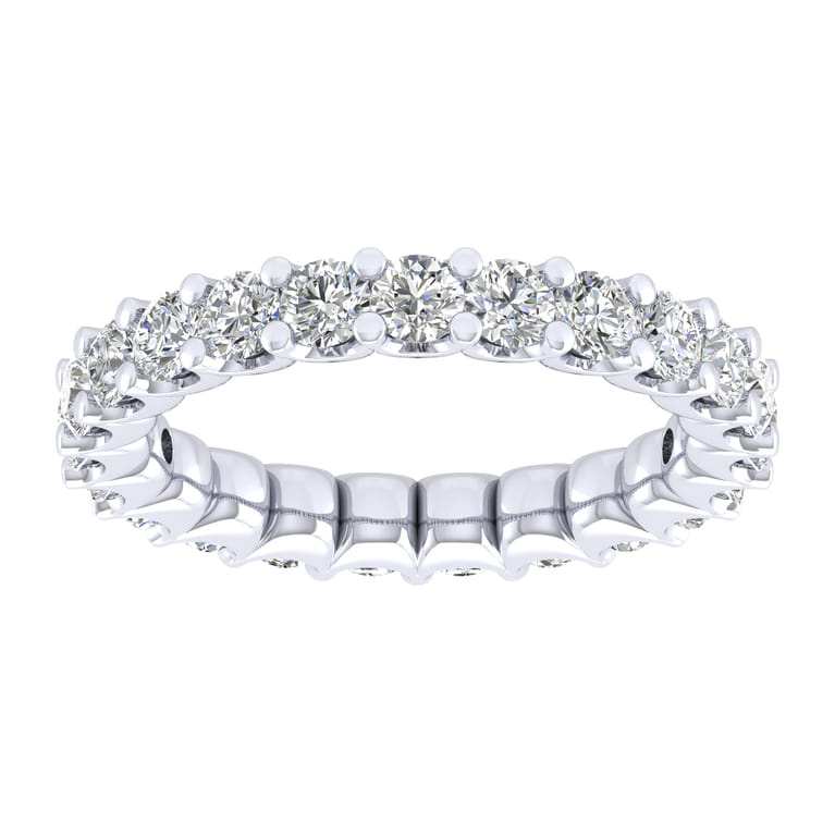 Eternity Band Wedding Ring in 14k White Gold with Round Natural Diamond at Gabriel & Co. - Shot 4