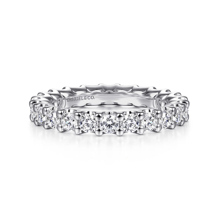Eternity Band Wedding Ring in 14k White Gold with Round Natural Diamond at Gabriel & Co. - Shot 1