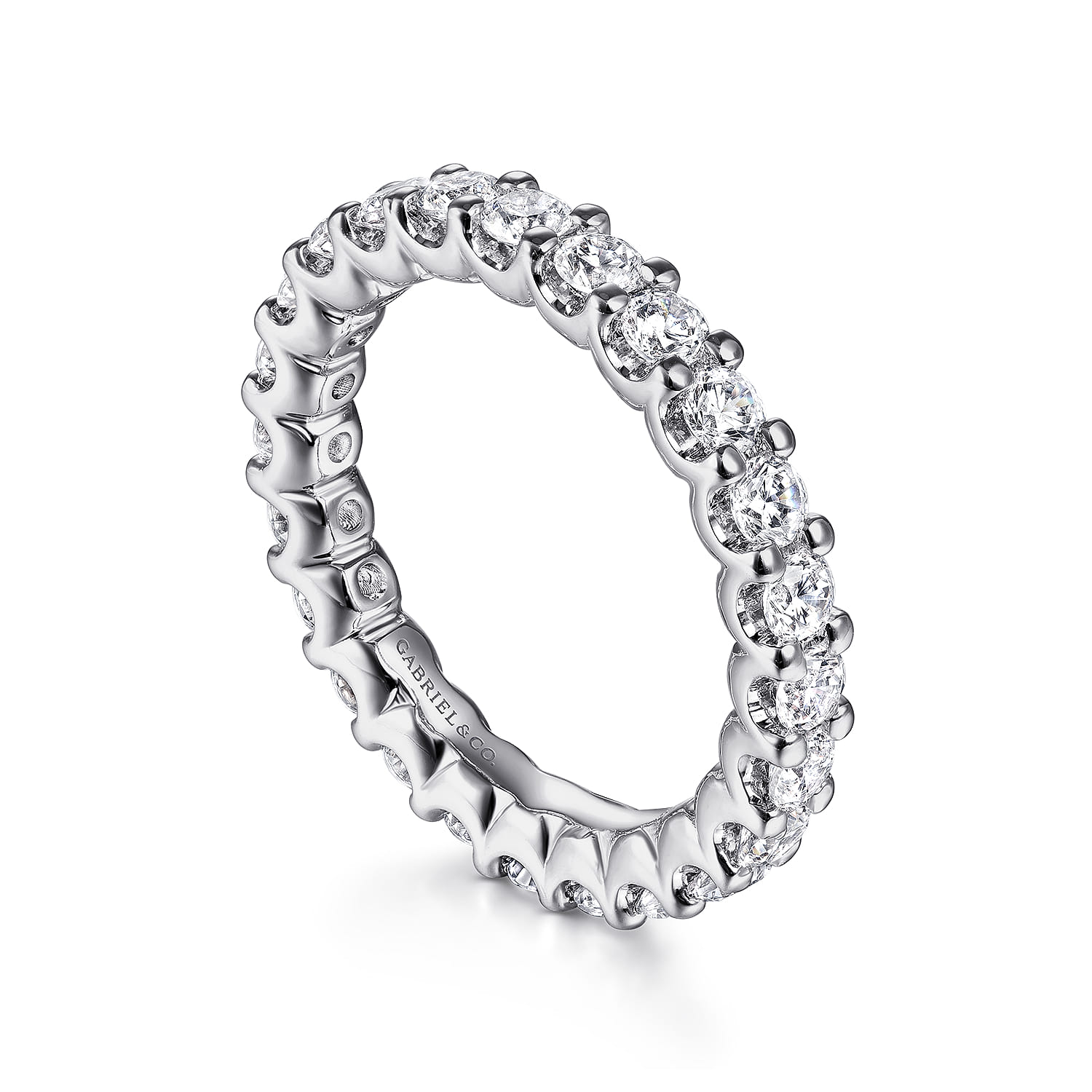 Eternity Band Wedding Ring in 14k White Gold with Round Natural Diamond at Gabriel & Co. - Shot 3