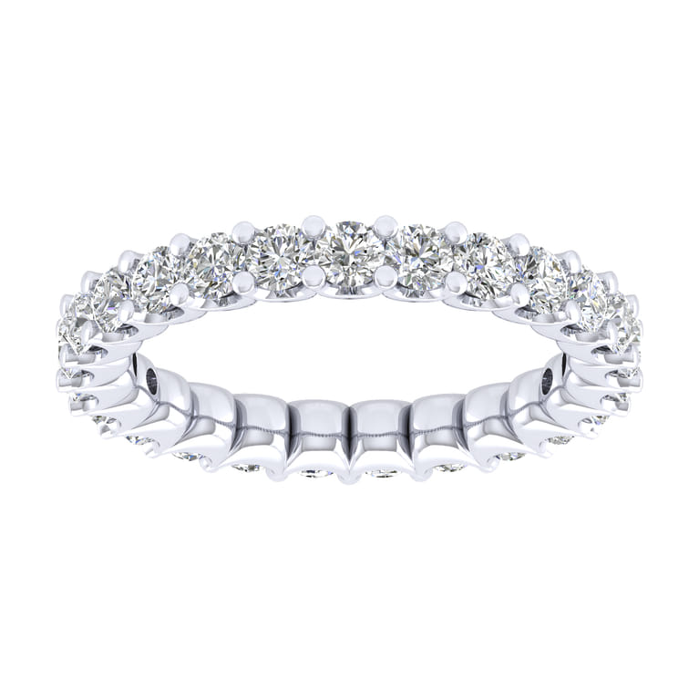 Eternity Band Wedding Ring in 14k White Gold with Round Natural Diamond at Gabriel & Co. - Shot 4