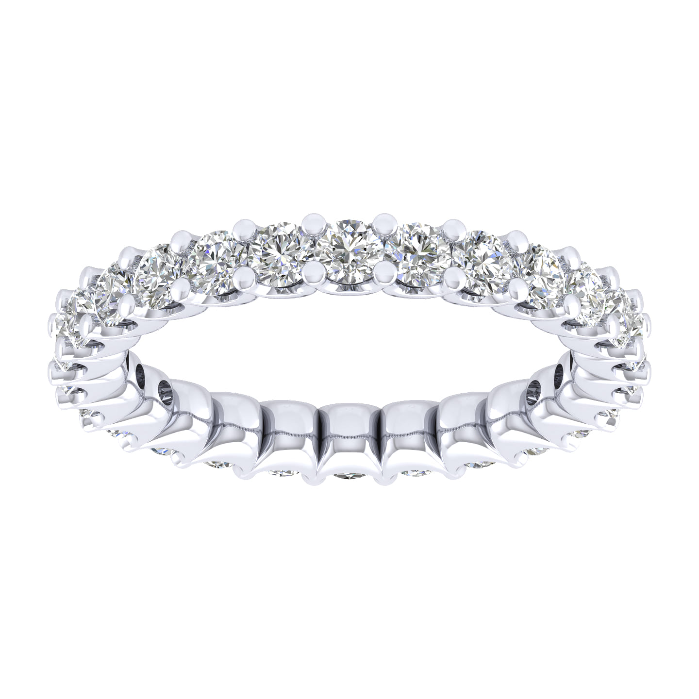 Eternity Band Wedding Ring in 14k White Gold with Round Natural Diamond at Gabriel & Co. - Shot 4