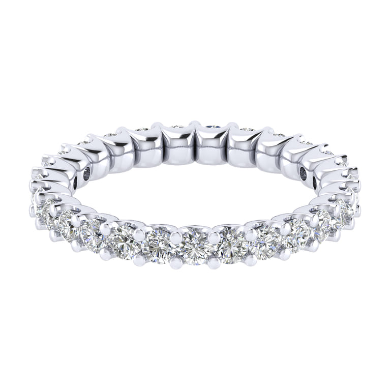 Eternity Band Wedding Ring in 14k White Gold with Round Natural Diamond at Gabriel & Co. - Shot 1