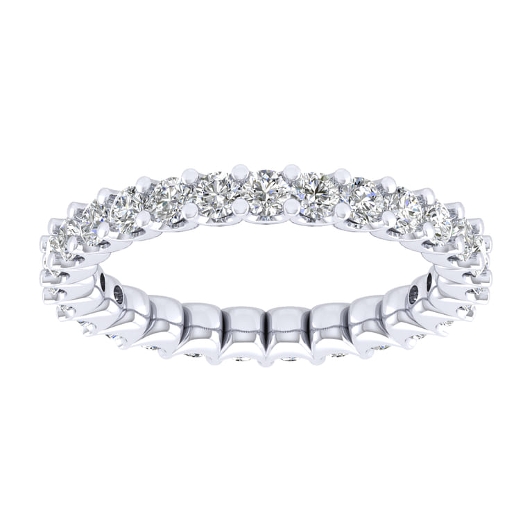 Eternity Band Wedding Ring in 14k White Gold with Round Natural Diamond at Gabriel & Co. - Shot 4