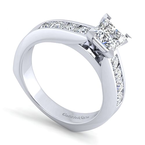 Anderson - 14K White Gold Princess Cut Diamond Channel Set Engagement Ring - 0.5 ct - Shot 3