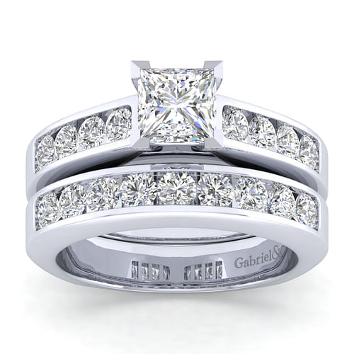 Anderson - 14K White Gold Princess Cut Diamond Channel Set Engagement Ring - 0.5 ct - Shot 4