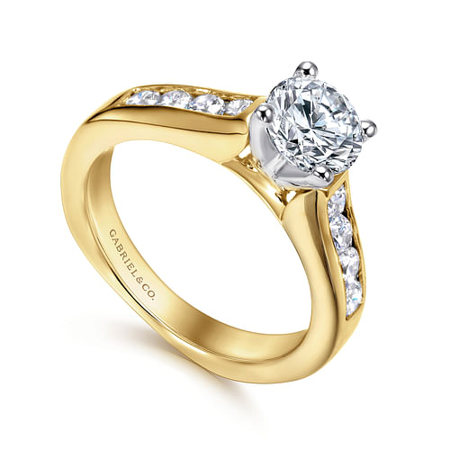 Anderson - 14K White-Yellow Gold Round Diamond Engagement Ring - 0.47 ct - Shot 3