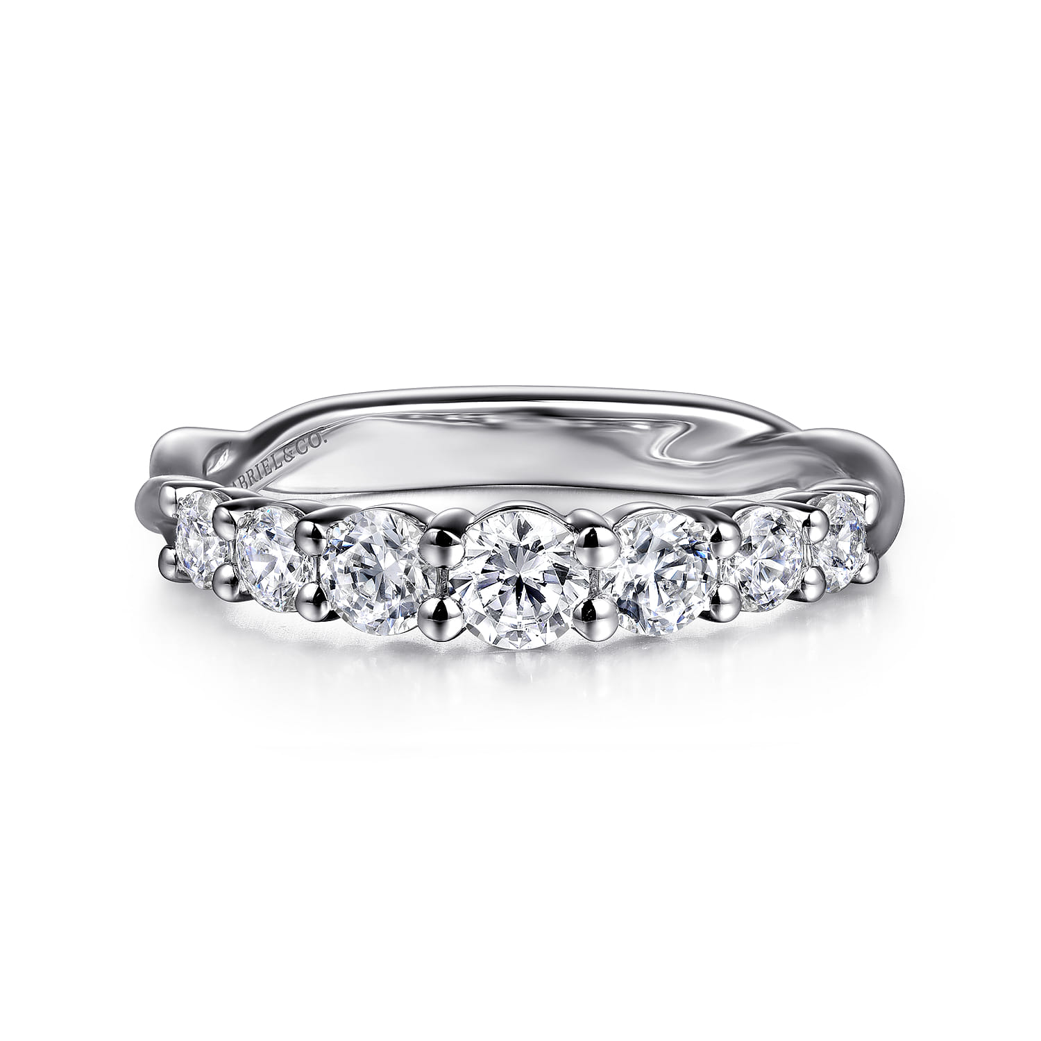Straight Wedding Ring in 14k White Gold with Round Natural Diamond at Gabriel & Co. - Shot 1