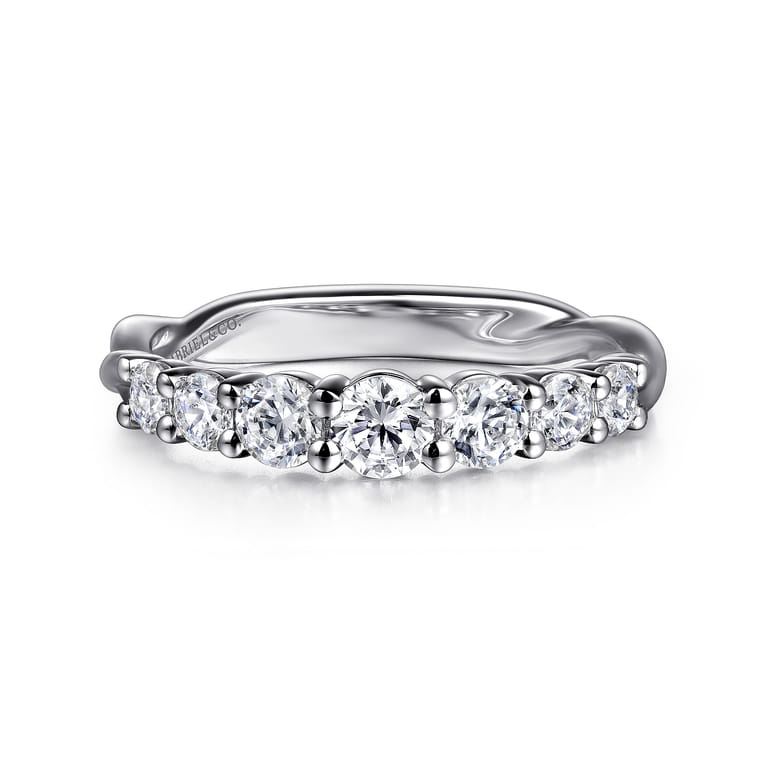 Straight Wedding Ring in 14k White Gold with Round Natural Diamond at Gabriel & Co. - Shot 1