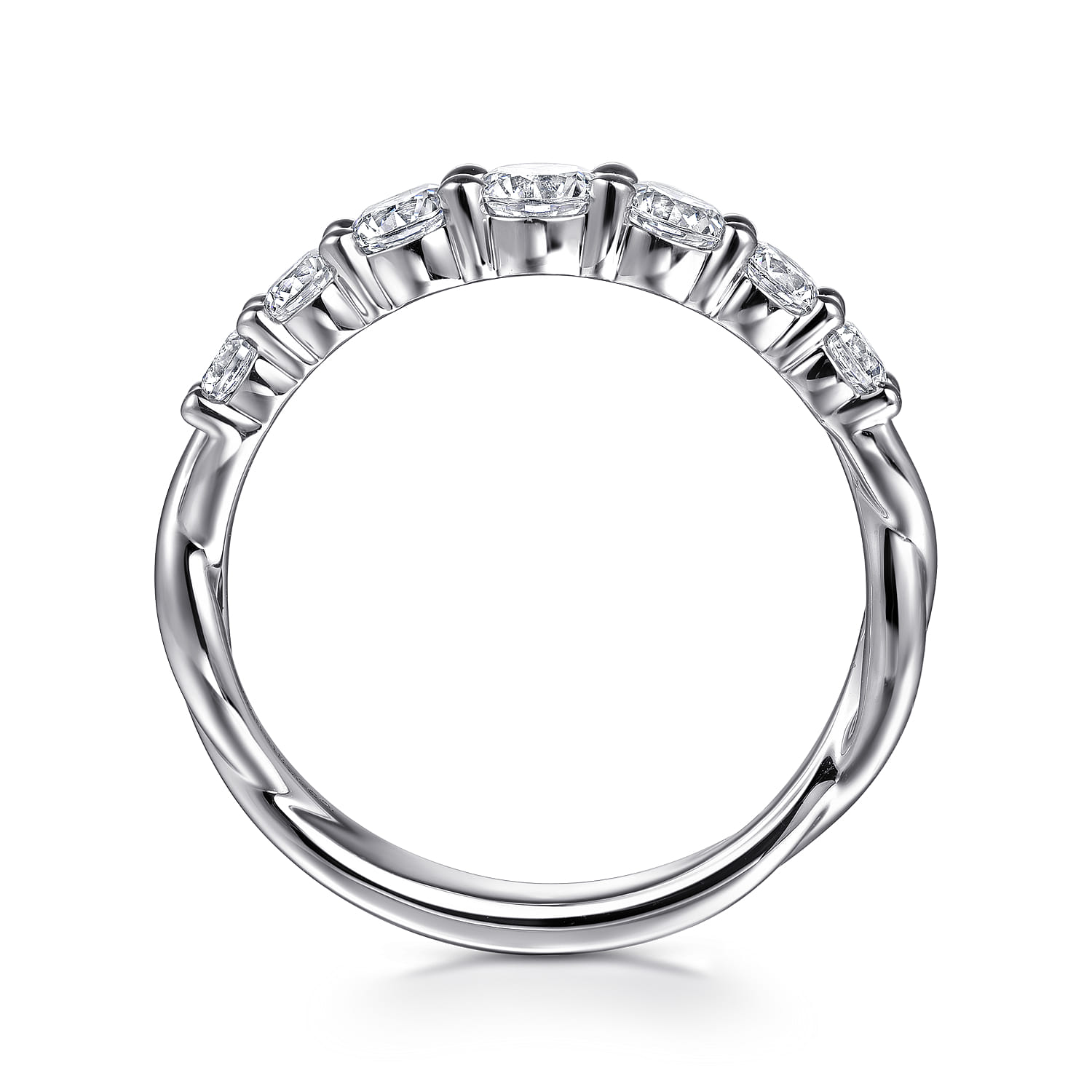 Straight Wedding Ring in 14k White Gold with Round Natural Diamond at Gabriel & Co. - Shot 2