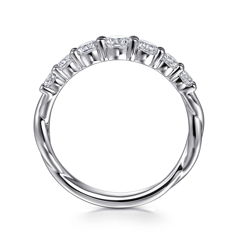 Straight Wedding Ring in 14k White Gold with Round Natural Diamond at Gabriel & Co. - Shot 2