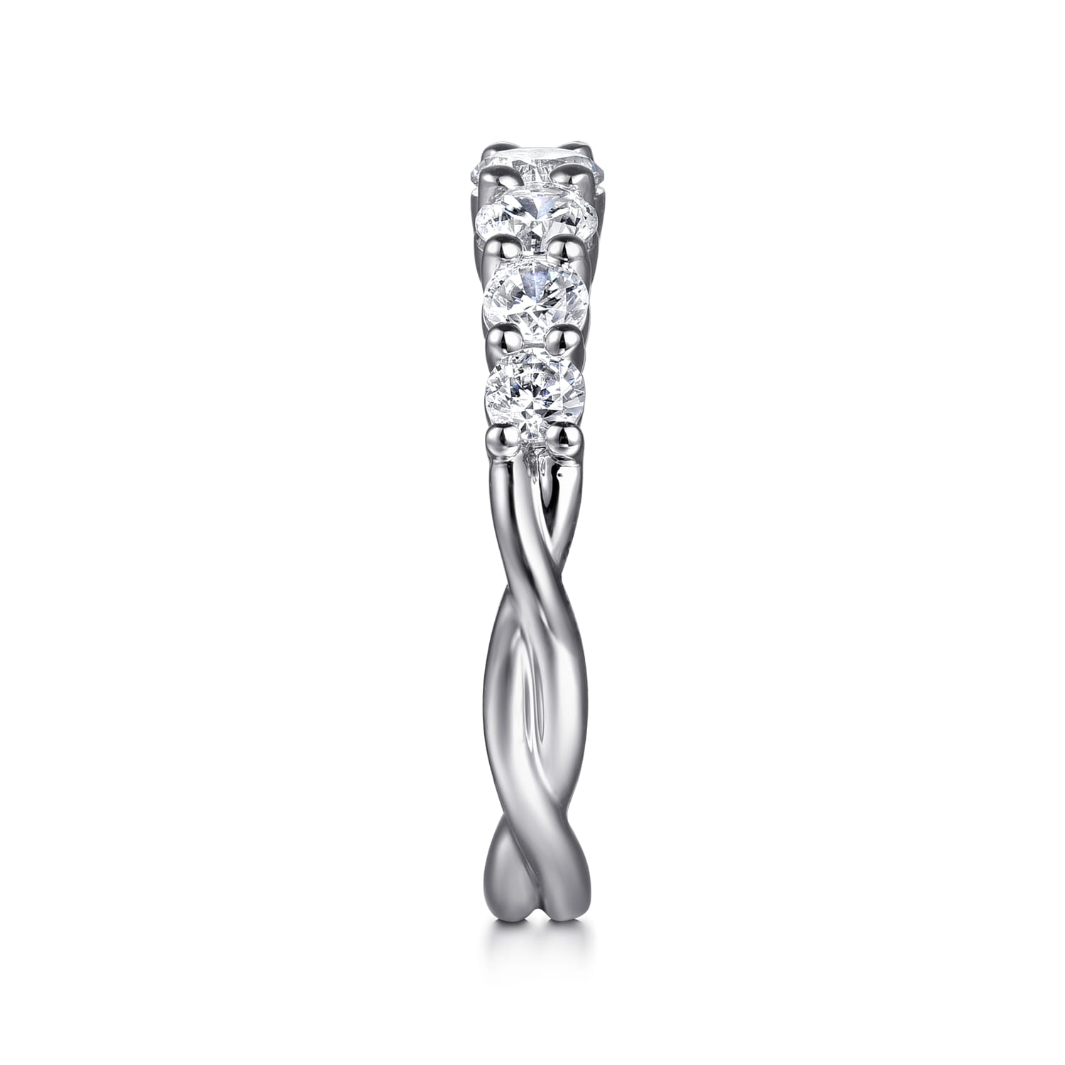 Straight Wedding Ring in 14k White Gold with Round Natural Diamond at Gabriel & Co. - Shot 4