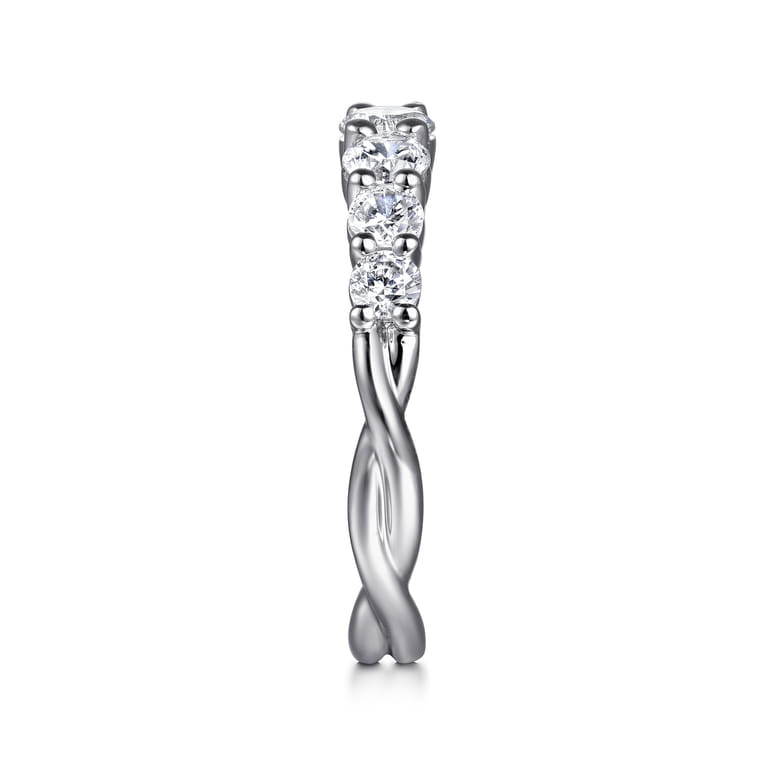 Straight Wedding Ring in 14k White Gold with Round Natural Diamond at Gabriel & Co. - Shot 4