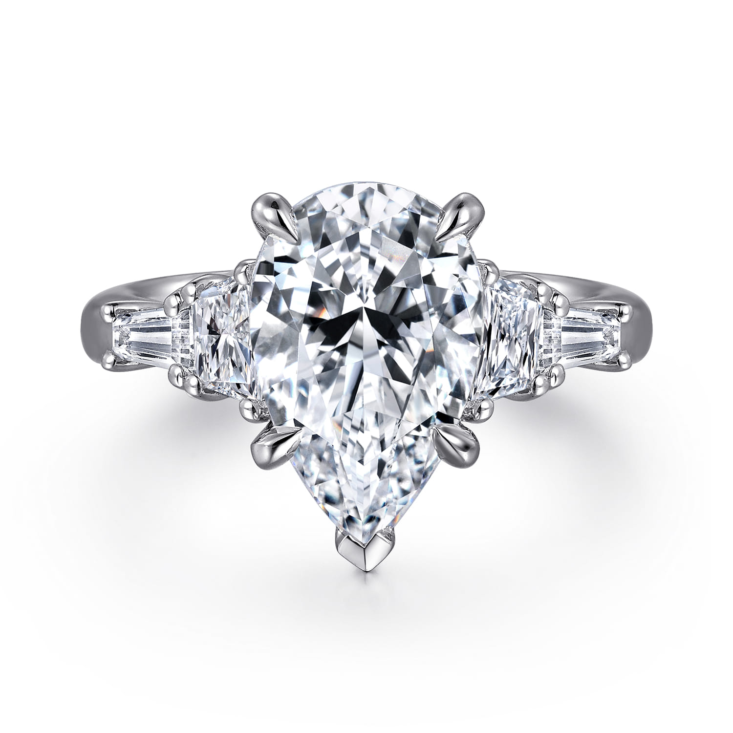 Andray - 14K White Gold Pear Shape Five Stone Diamond Engagement Ring