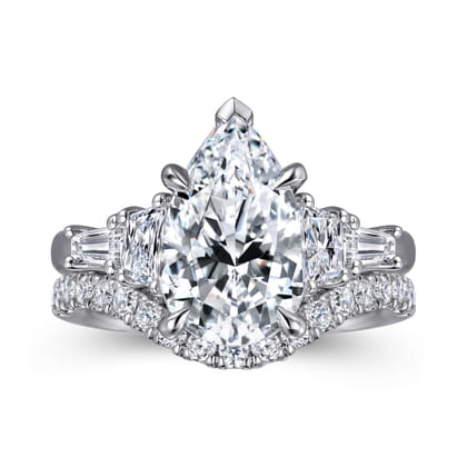 Andray - 14K White Gold Pear Shape Five Stone Diamond Engagement Ring