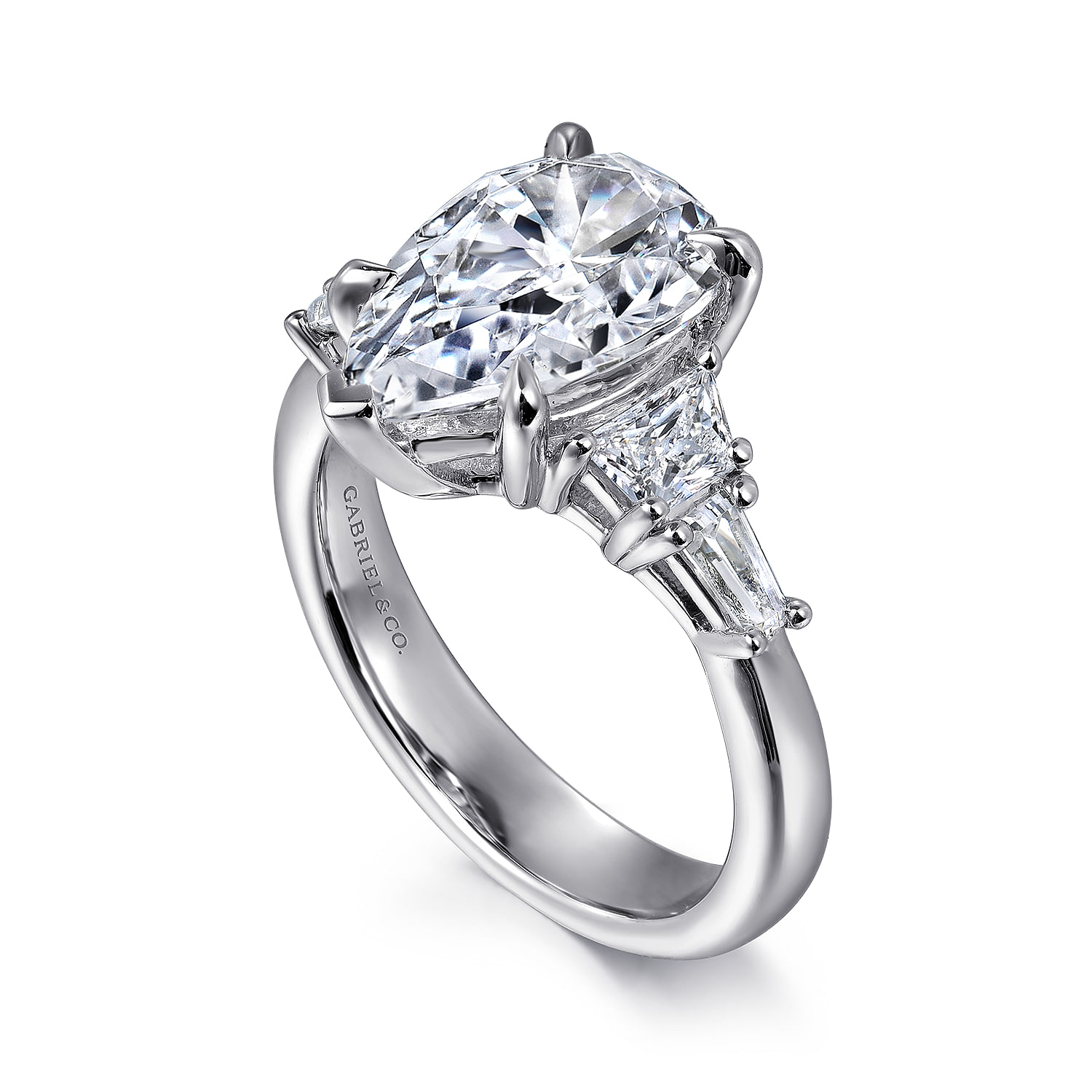 Andray - 18K White Gold Pear Shape Five Stone Diamond Engagement Ring