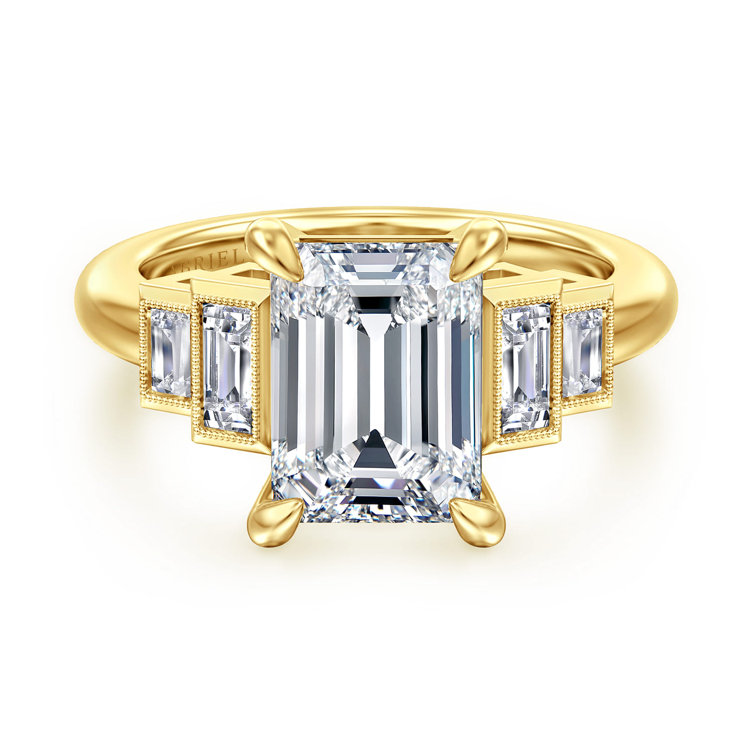 Andre - 14K Yellow Gold Emerald Cut Diamond Engagement Ring