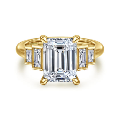 Andre - 14K Yellow Gold Emerald Cut Diamond Engagement Ring