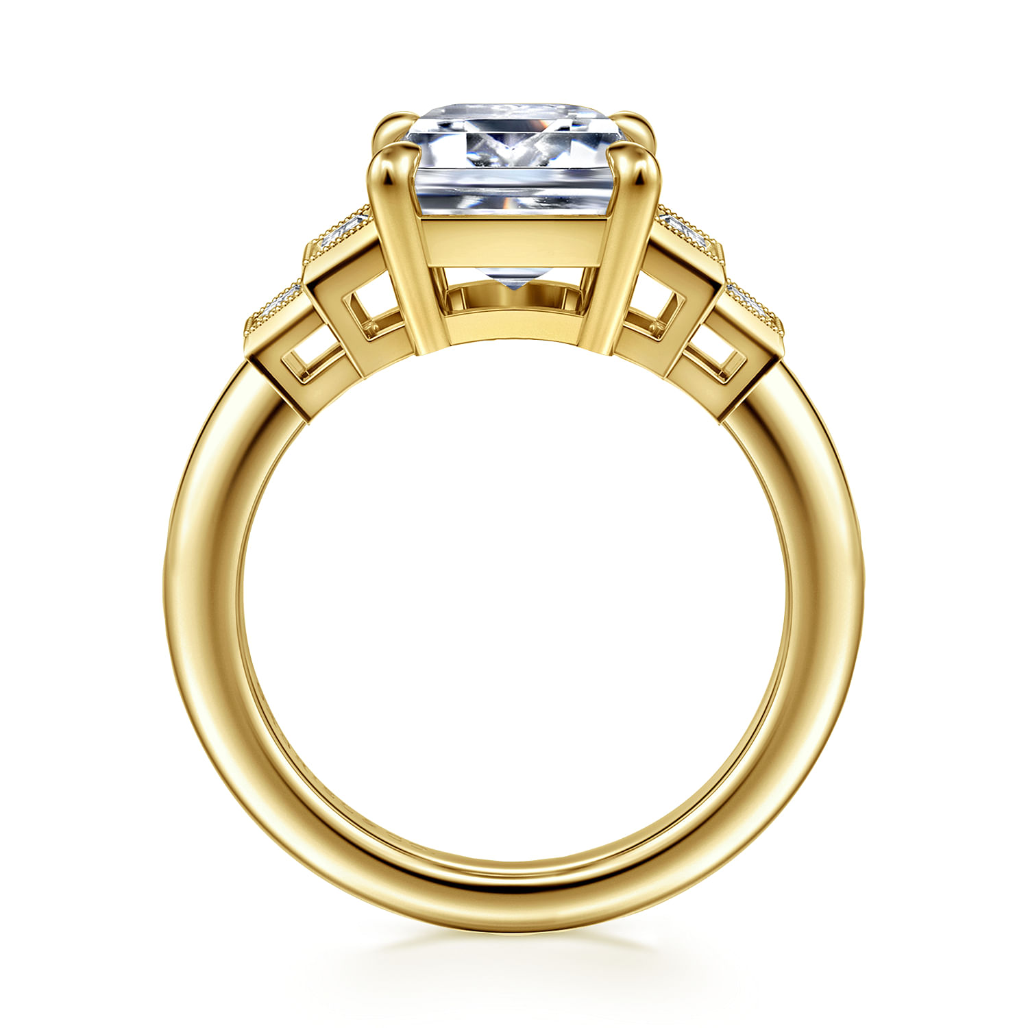 Andre - 14K Yellow Gold Emerald Cut Diamond Engagement Ring