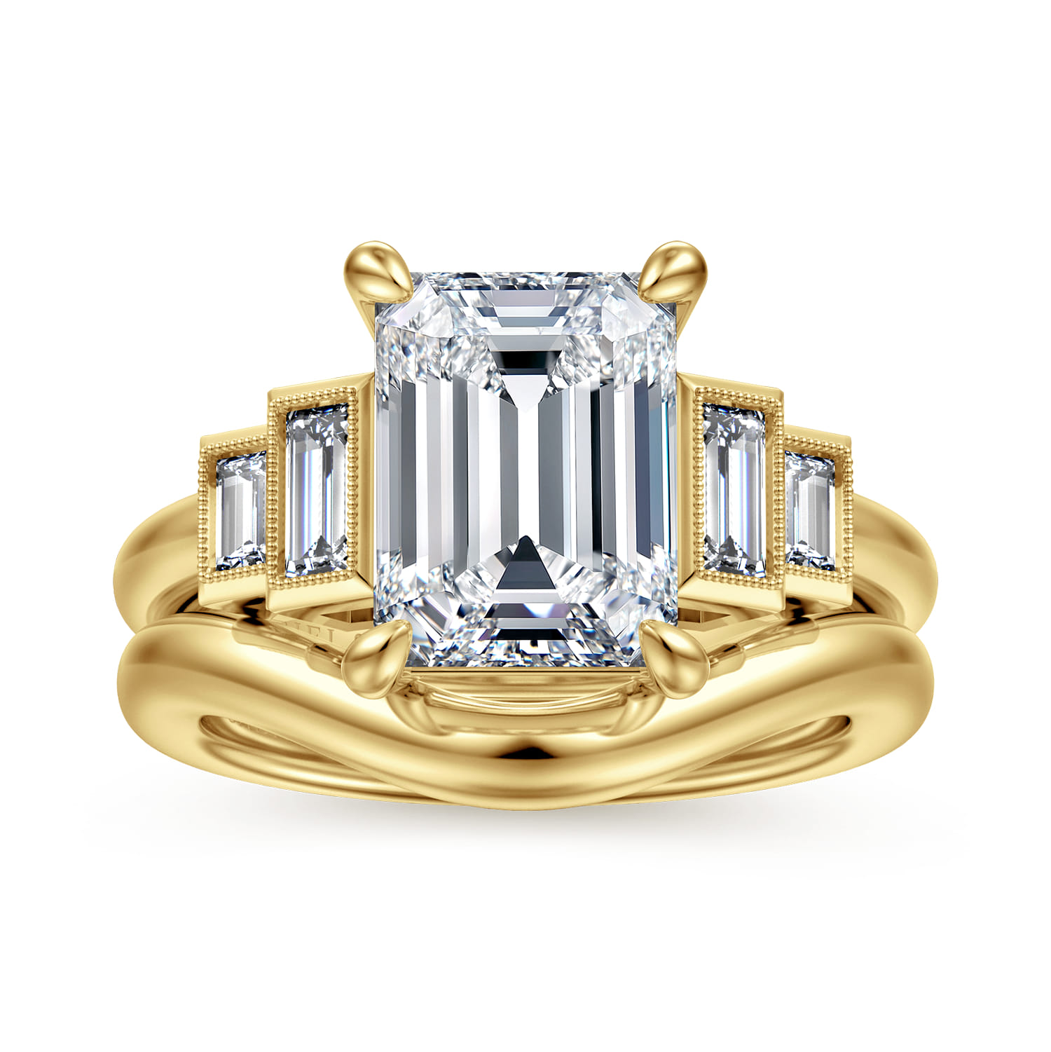 Andre - 14K Yellow Gold Emerald Cut Diamond Engagement Ring