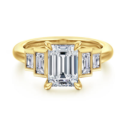 Andre - 14K Yellow Gold Emerald Cut Diamond Engagement Ring