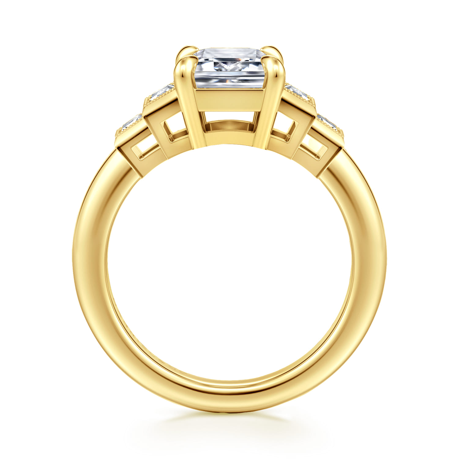 Andre - 14K Yellow Gold Emerald Cut Diamond Engagement Ring