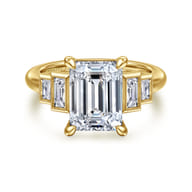 Andre - 14K Yellow Gold Emerald Cut Five Stone Diamond Engagement Ring