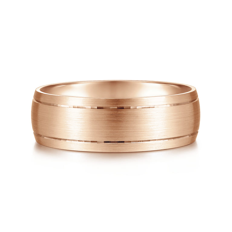 Andrew - 14K Rose Gold 7mm - Men's Wedding Band in Satin Finish - Shot 1