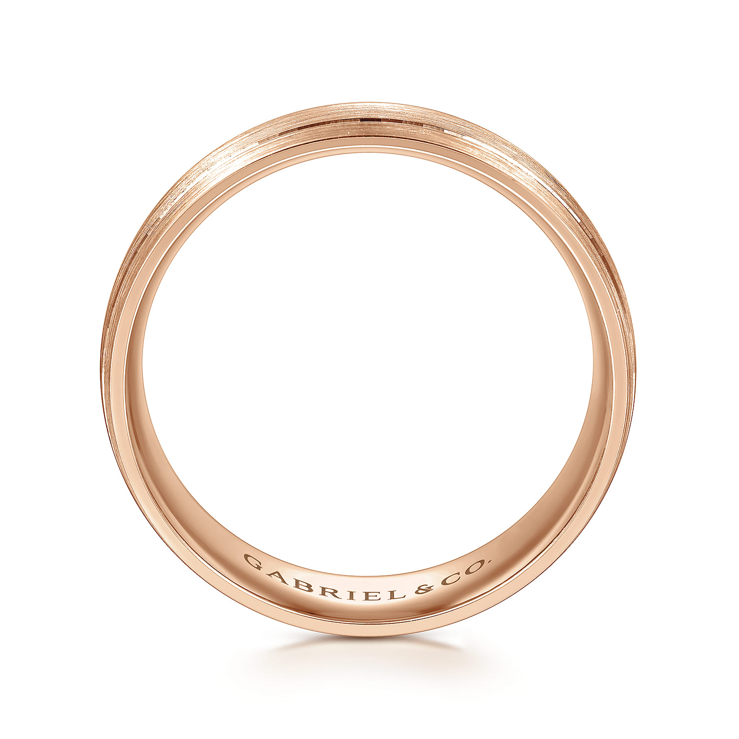 Andrew - 14K Rose Gold 7mm - Men's Wedding Band in Satin Finish - Shot 2