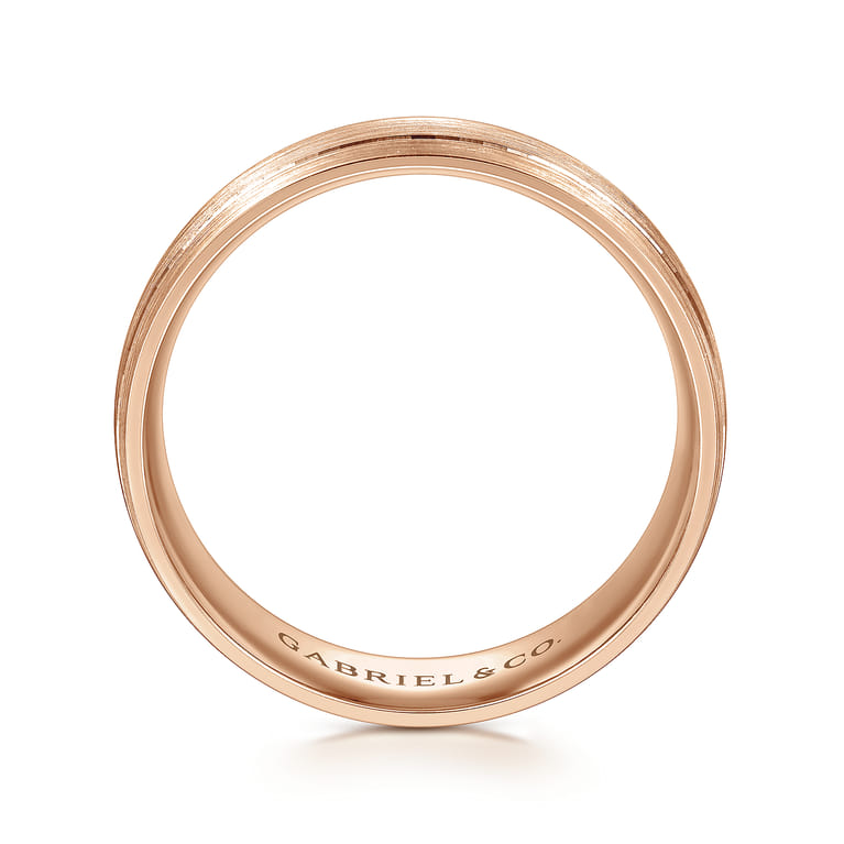 Andrew - 14K Rose Gold 7mm - Men's Wedding Band in Satin Finish - Shot 2