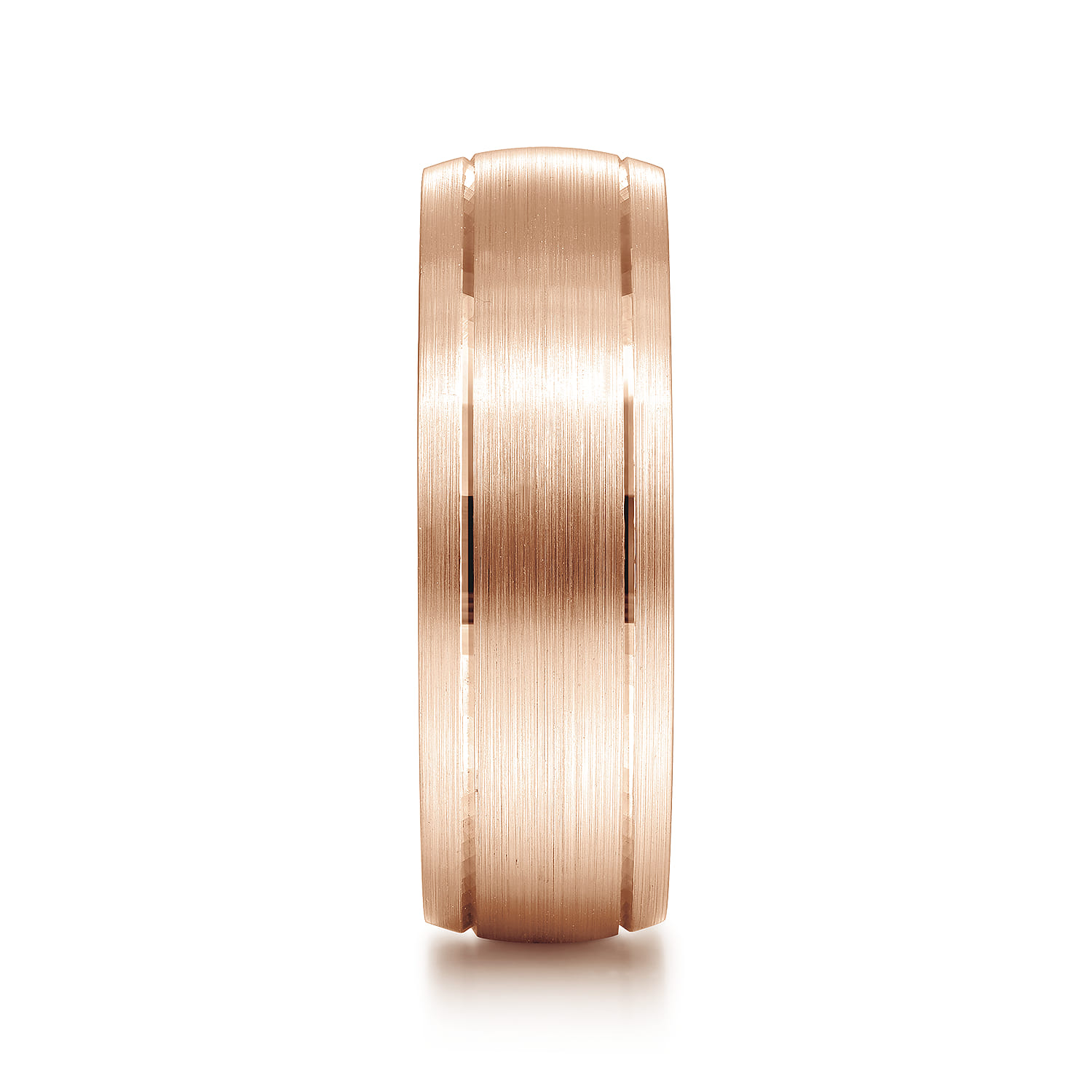 Andrew - 14K Rose Gold 7mm - Men's Wedding Band in Satin Finish - Shot 4