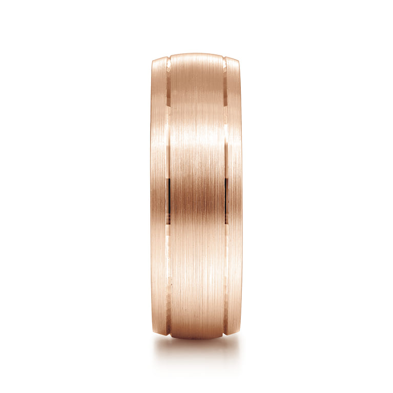 Andrew - 14K Rose Gold 7mm - Men's Wedding Band in Satin Finish - Shot 4
