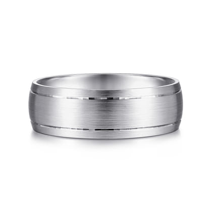 Andrew - 14K White Gold 7mm - Men's Wedding Band in Satin Finish
