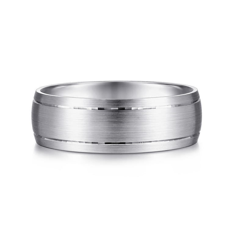 Andrew - 14K White Gold 7mm - Men's Wedding Band in Satin Finish - Shot 1