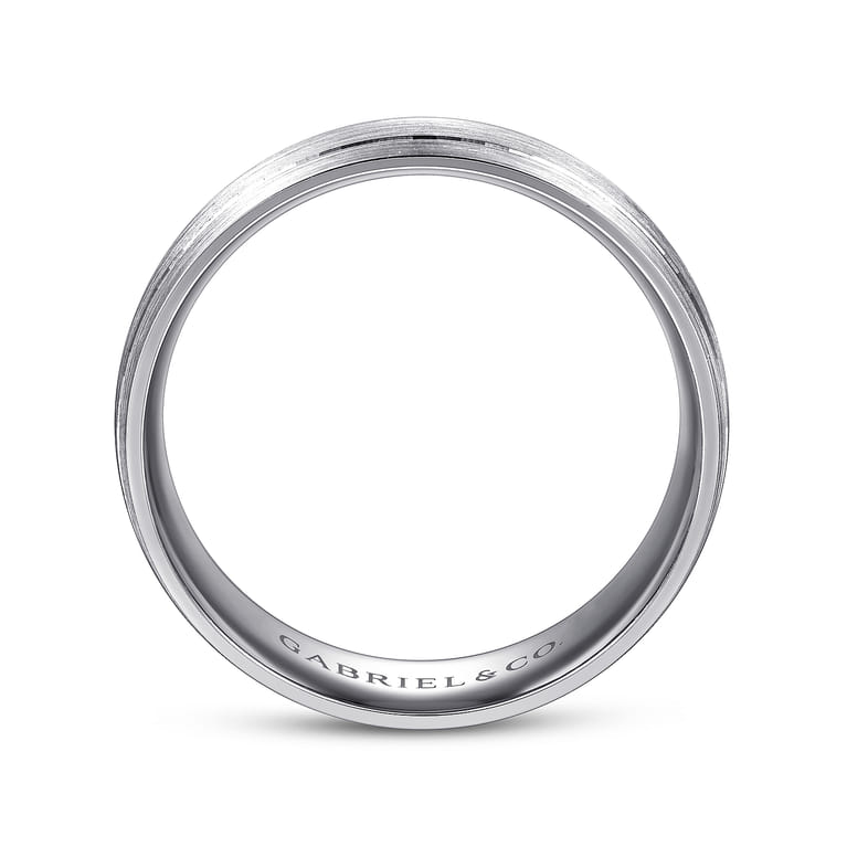 Andrew - 14K White Gold 7mm - Men's Wedding Band in Satin Finish - Shot 2