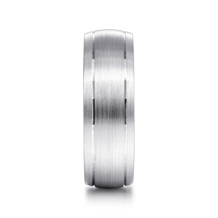 Andrew - 14K White Gold 7mm - Men's Wedding Band in Satin Finish - Shot 4