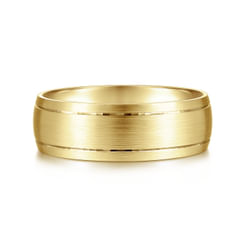 14K Yellow Gold 7mm - Men's Wedding Band in Satin Finish