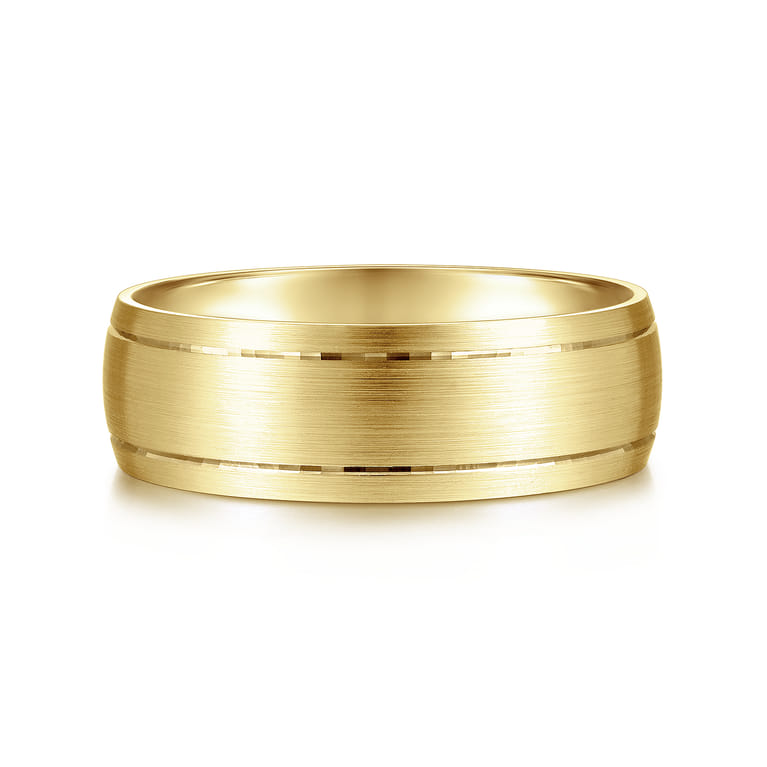 Andrew - 14K Yellow Gold 7mm - Men's Wedding Band in Satin Finish - Shot 1