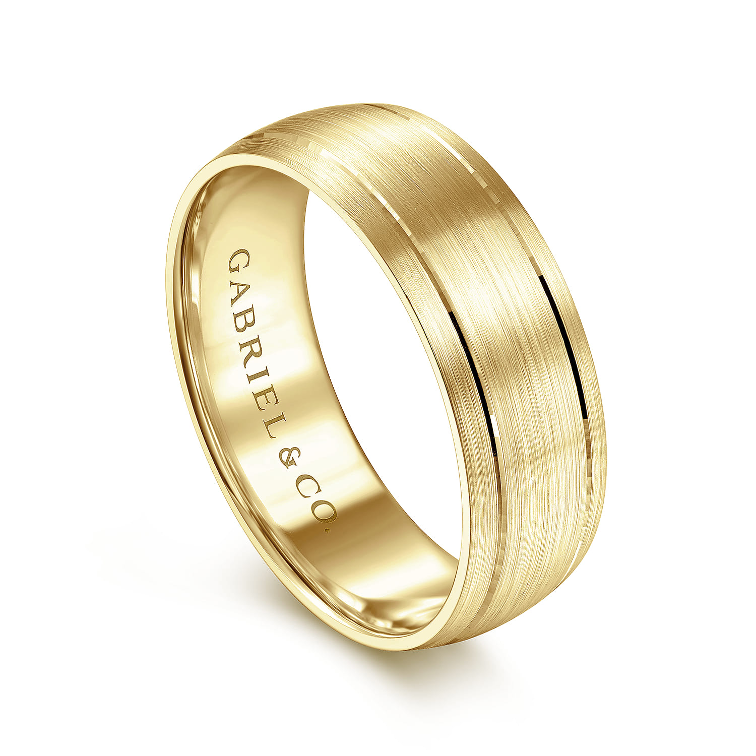 Andrew - 14K Yellow Gold 7mm - Men's Wedding Band in Satin Finish - Shot 3